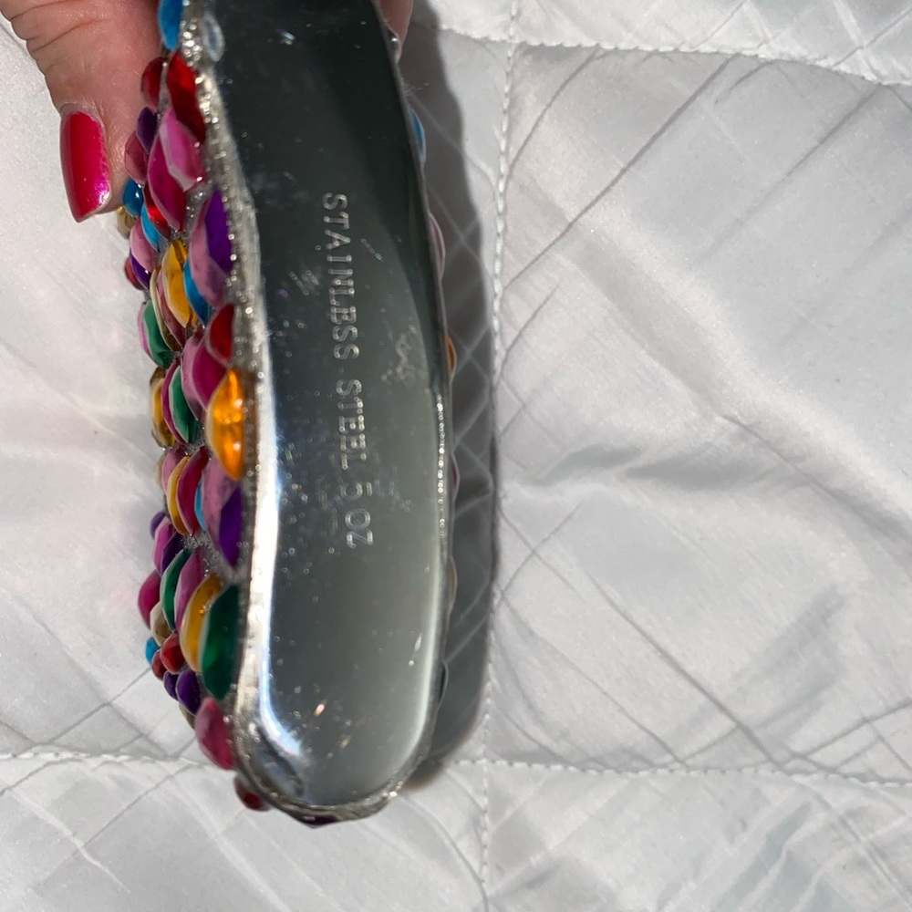 Flask Pocket Flask Liquor Stainless Steel Screw Cap Beaded Multi color Hearts - Picture 11 of 11
